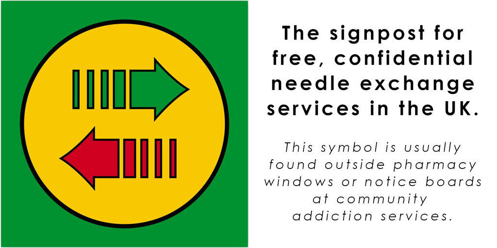 the symbol for needle exchange services in the United kingdom